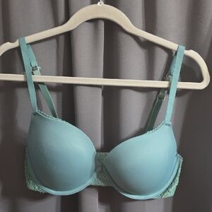 Auden "Radiant" Women's Bra Dark Sage Underwire Padded Lace Sz 36D EUC